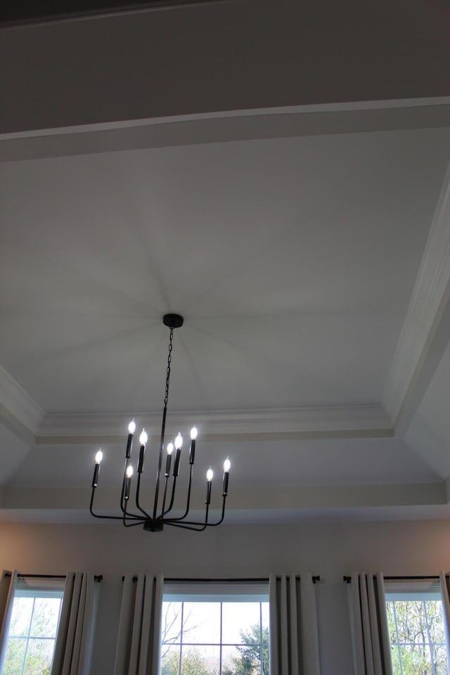 212 Patrum Sisters Way, Danville, KY 40422 - detailed view of a raised ceiling, ornamental molding, and a chandelier