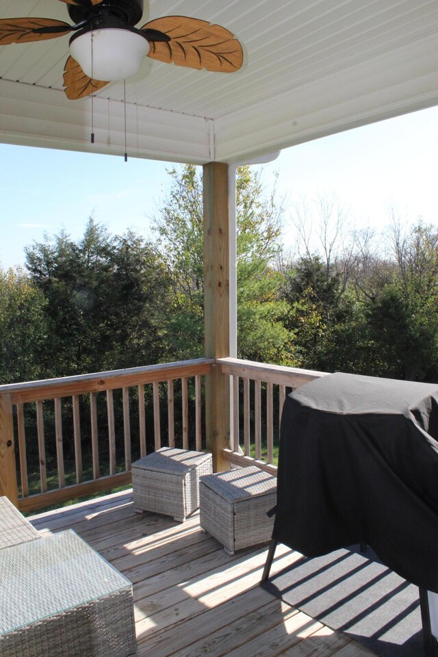 212 Patrum Sisters Way, Danville, KY 40422 - wooden terrace featuring a ceiling fan and grilling area