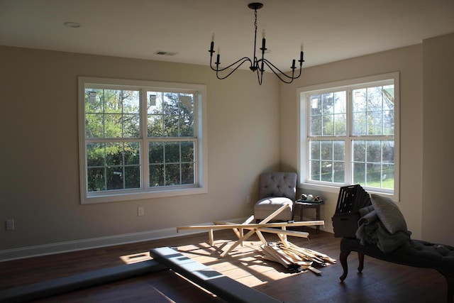 212 Patrum Sisters Way, Danville, KY 40422 - sitting room featuring a chandelier, dark wood-style flooring, and baseboards