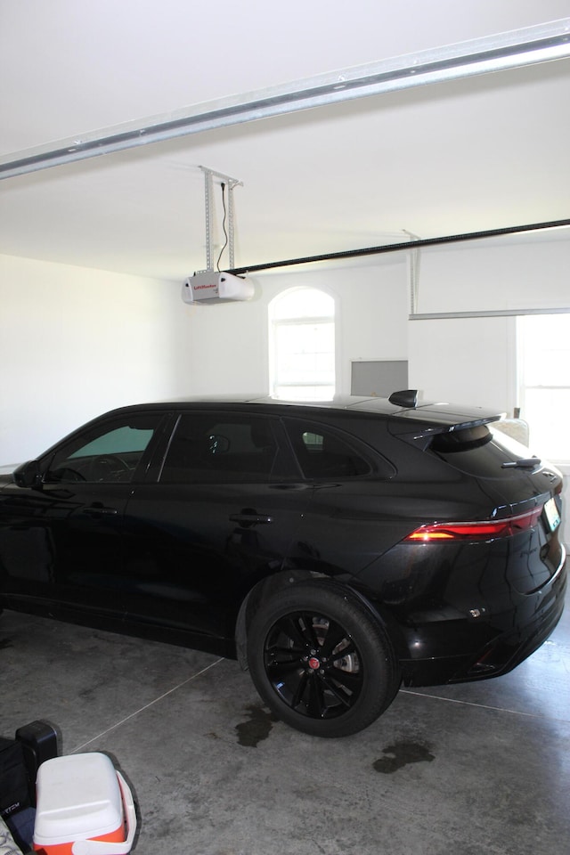 garage with a garage door opener