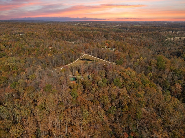 view of aerial view at dusk