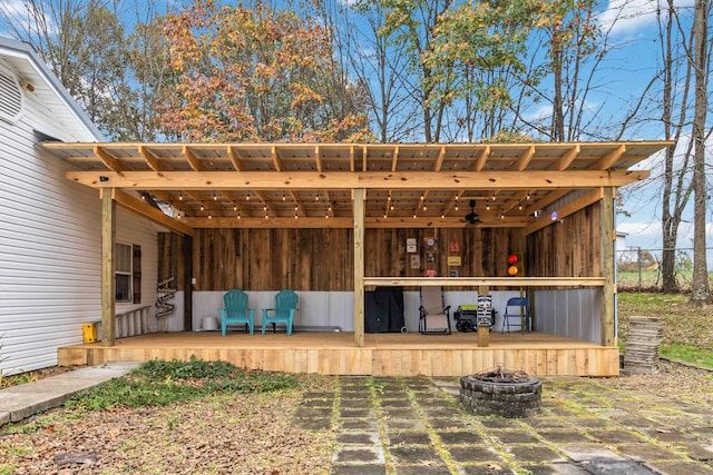 view of patio / terrace featuring ceiling fan