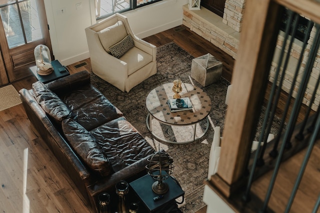 living room with wood-type flooring