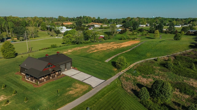 aerial view featuring a rural view