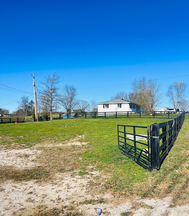 view of yard with a rural view