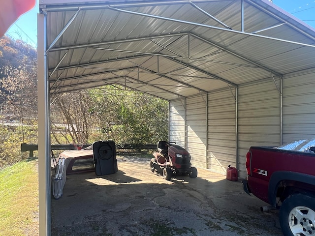 view of parking with a carport