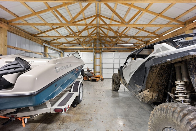 garage with metal wall