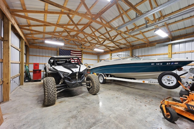 garage featuring metal wall