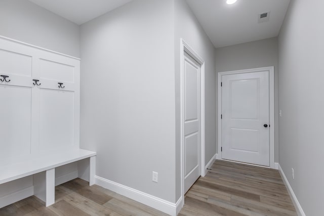 mudroom featuring light hardwood / wood-style floors