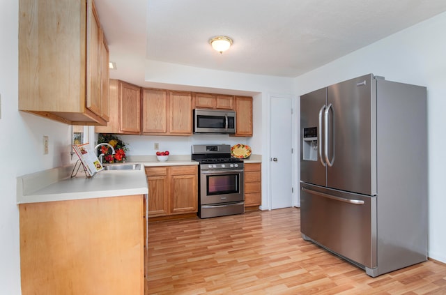 kitchen featuring light hardwood / wood-style flooring, sink, and stainless steel appliances