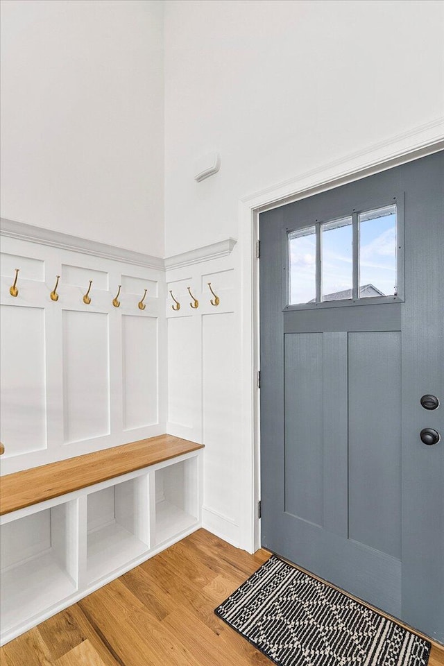 mudroom featuring light wood-style floors