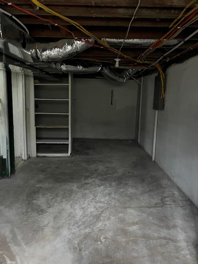 basement with electric panel