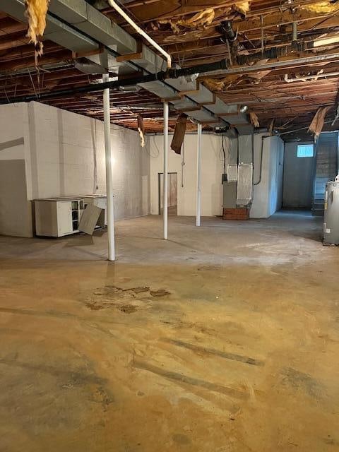 basement with water heater