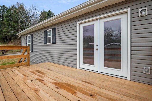 wooden deck with french doors