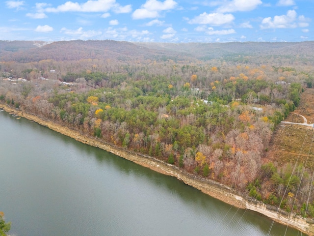 aerial view with a water and mountain view