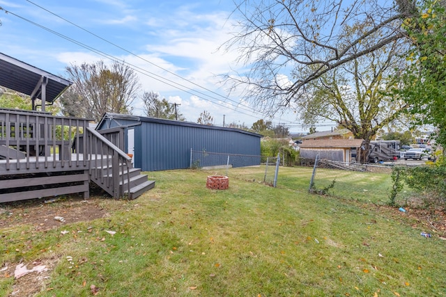 view of yard with a deck