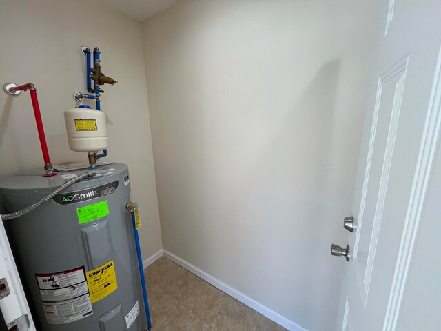 utility room featuring water heater