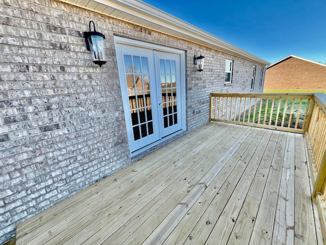 wooden deck with french doors