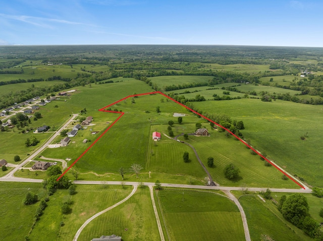 aerial view featuring a rural view