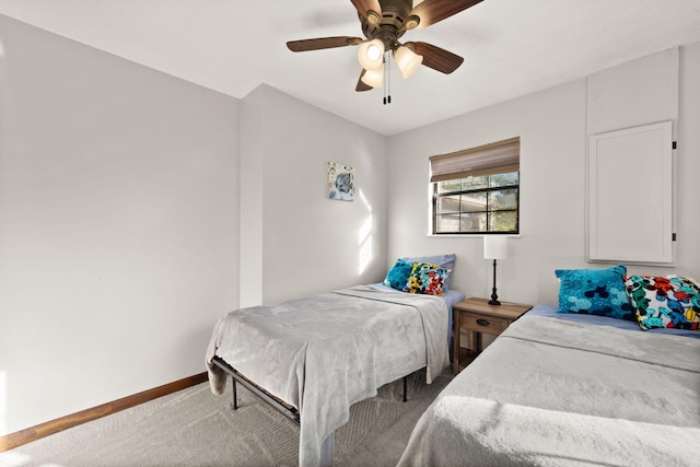 bedroom with carpet and ceiling fan