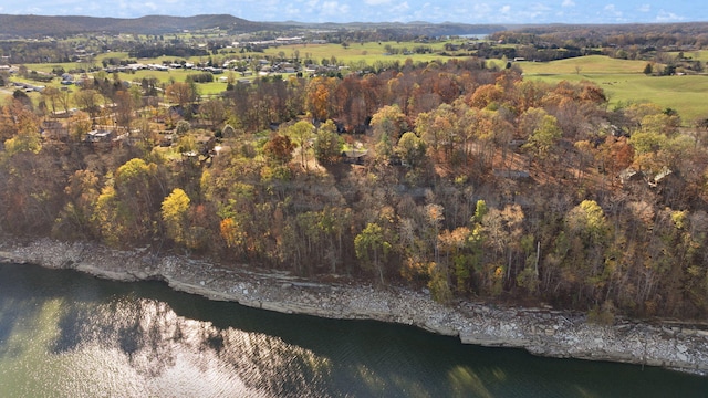 aerial view with a water and mountain view