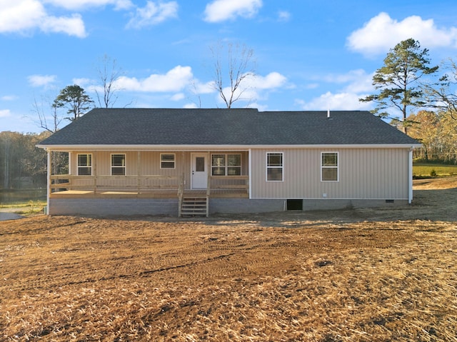 back of house with covered porch