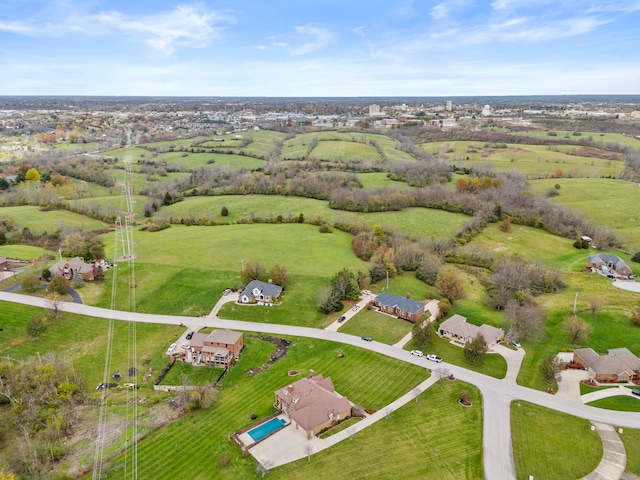 drone / aerial view with a rural view