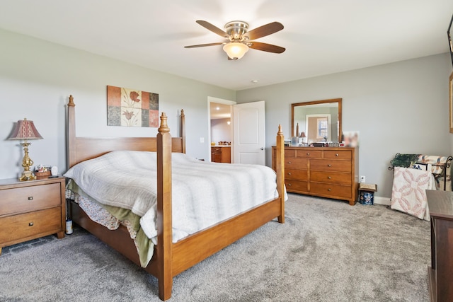 bedroom featuring carpet and ceiling fan