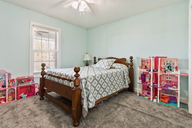 bedroom with carpet and ceiling fan