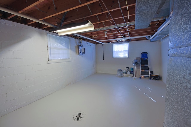 basement with electric panel