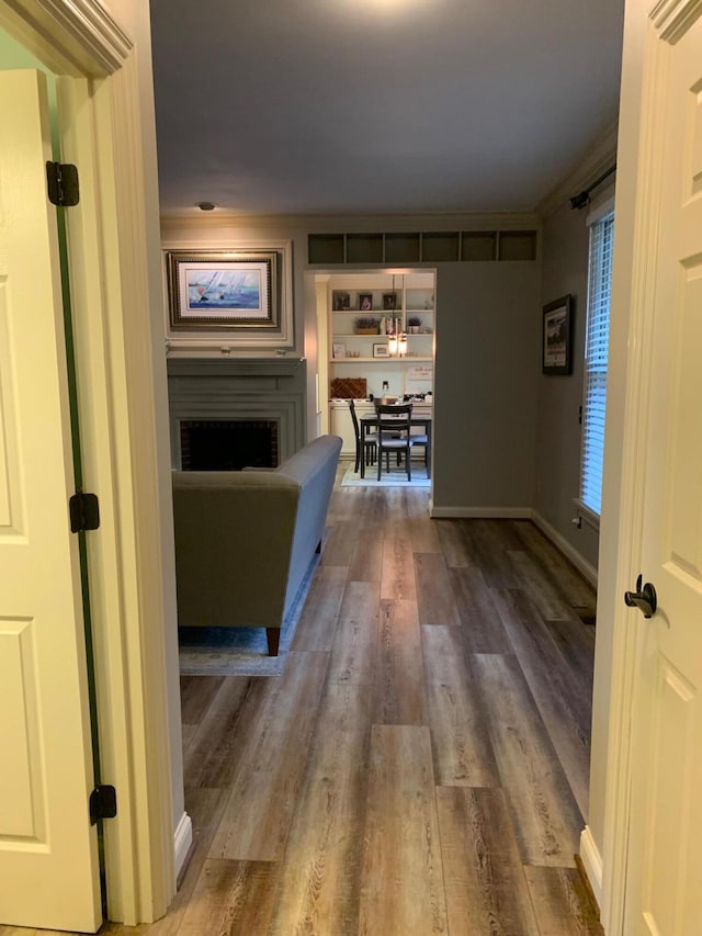 hallway featuring hardwood / wood-style floors