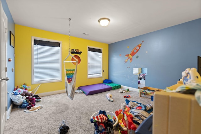 game room featuring carpet flooring