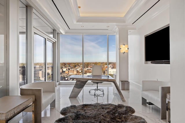 103 S Limestone St Unit 1020, Lexington, KY 40507 - dining area featuring expansive windows and a tray ceiling