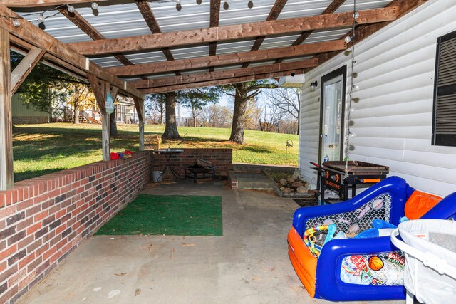 view of patio / terrace featuring a pergola