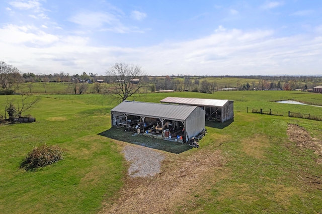 drone / aerial view with a rural view