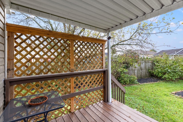 wooden deck with a yard