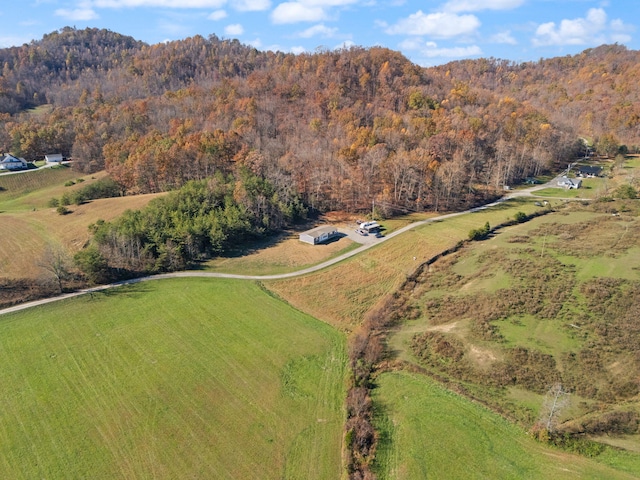 bird's eye view with a mountain view and a rural view