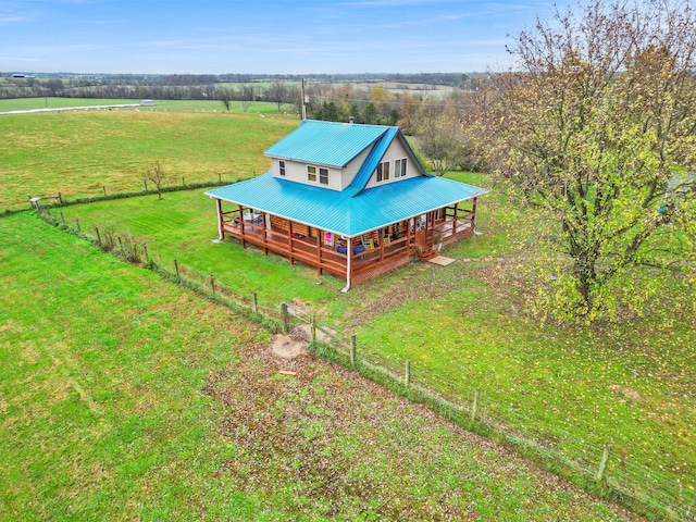 aerial view with a rural view