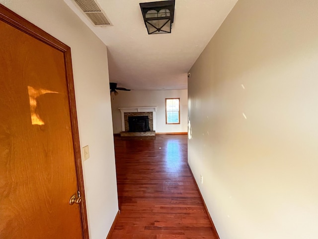 hall featuring dark hardwood / wood-style flooring