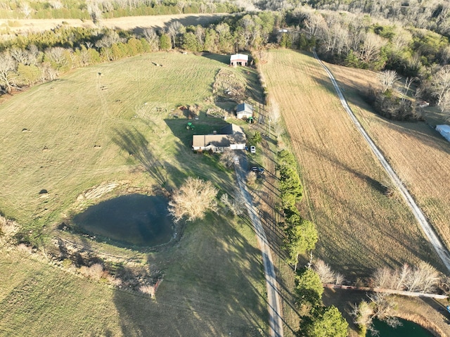 drone / aerial view with a rural view