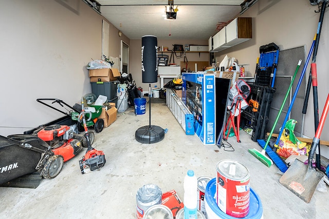 garage with a garage door opener