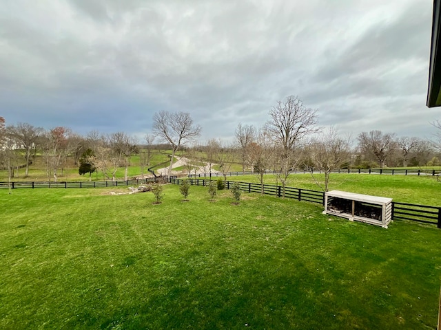 view of yard with a rural view