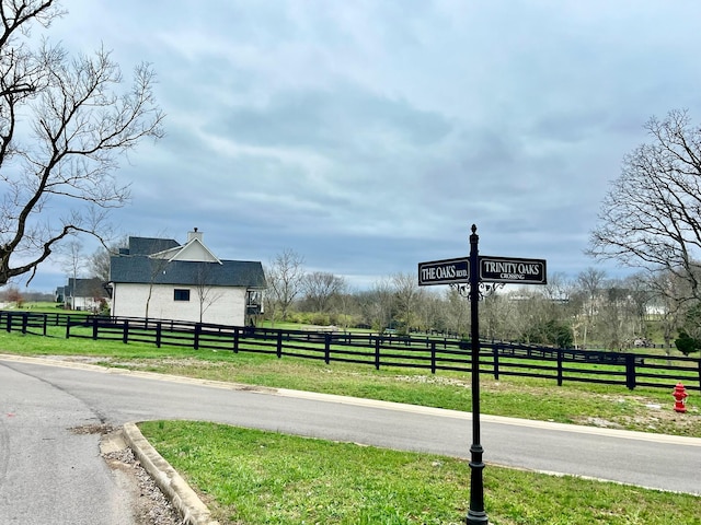 view of street with a rural view