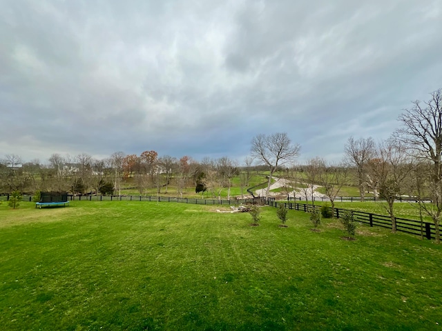 view of yard with a rural view