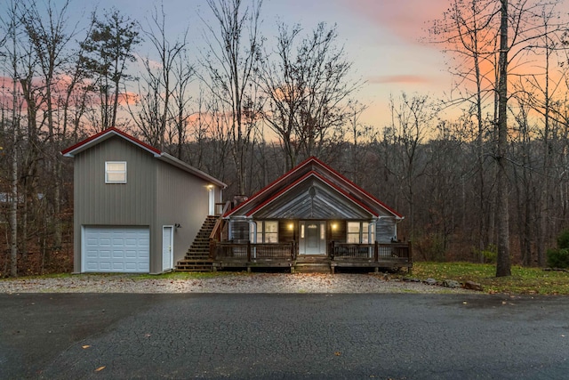 view of front of property with a garage