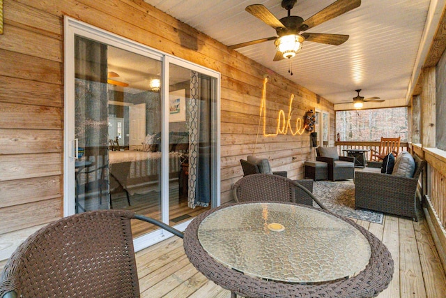 wooden deck featuring covered porch