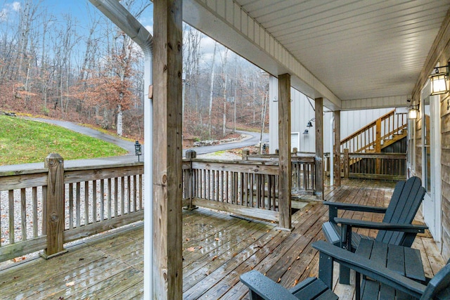 deck featuring covered porch