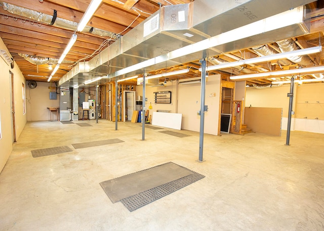 basement featuring water heater