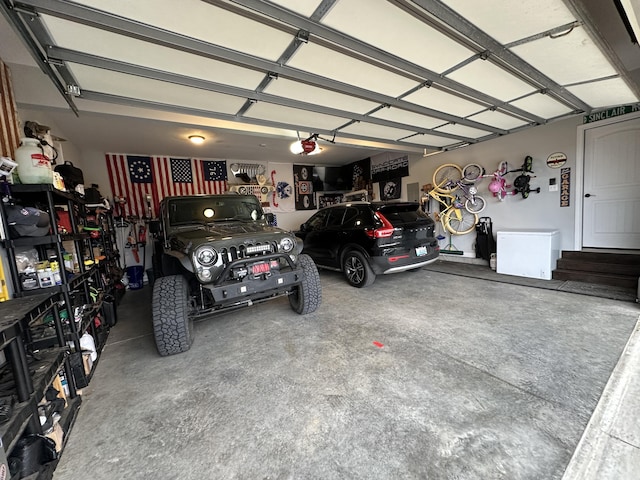 garage with a garage door opener