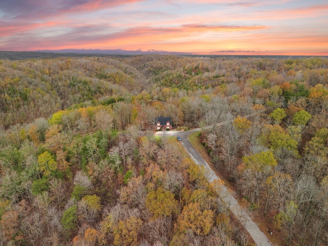 aerial view featuring a forest view